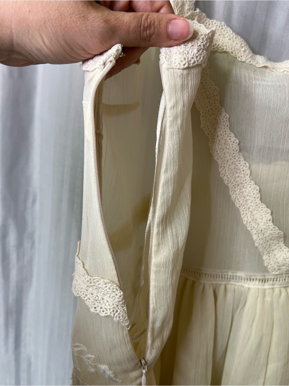 Free People Quiet Breeze Mini Dress in Cream featuring embroidery and ruffles L - Picture 5 of 14